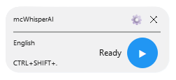 mcWhisperAI Interface - Clean and professional voice input software